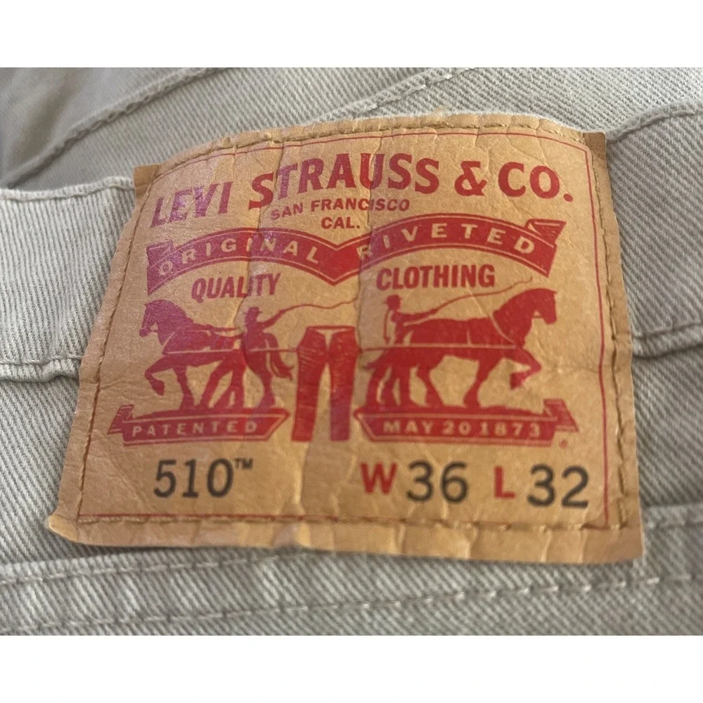Levi's 510 Jeans‎ Men's 36x32 Skinny Fit Khaki Beige Denim Casual Pants